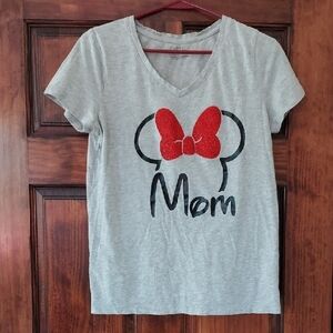 Gray Disney Kids Shirt with Red Bow Design